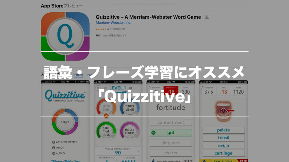 語彙力を伸ばすのにオススメのIOSアプリ「 Quizzitive」【英語中上級者向け】