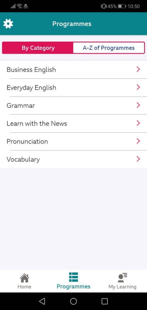 BBC Learning English Appで提供している6つのプログラム